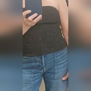 Black Strapless Sparkling Top